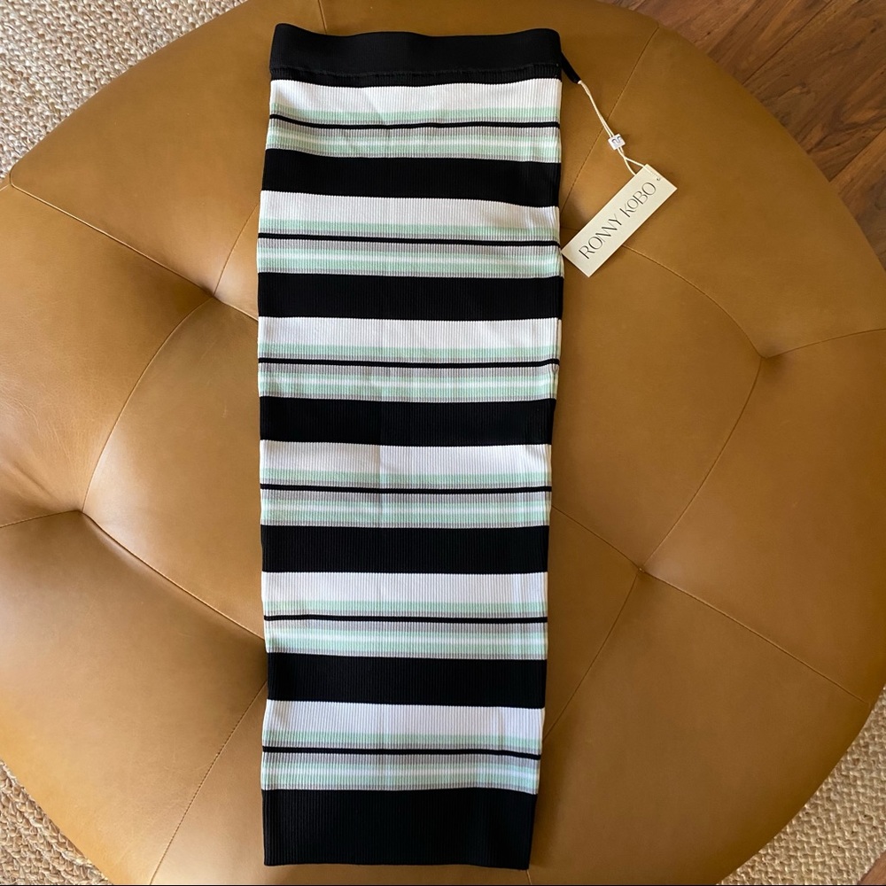 Ronny Kobo Striped Ribbed Stretch Stretchy Bodycon Skirt NWT Revolve